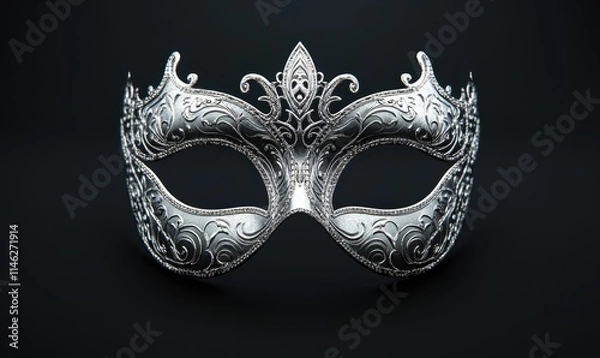 Fototapeta A silver mask with a gold trim