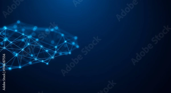 Obraz Abstract Blue Network Connection Background Technology Digital Data Internet Communication Global