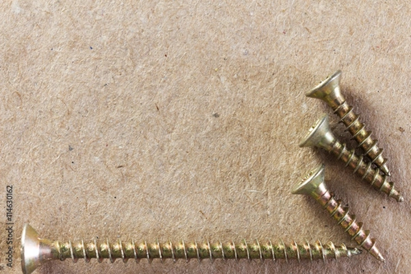 Obraz assembling wood screw closeup