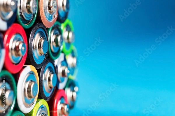 Obraz Battery color closeup next to each other