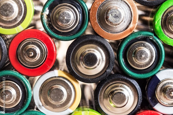 Obraz Battery color closeup next to each other