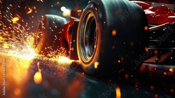 Fototapeta formula 1 race car tire sparks