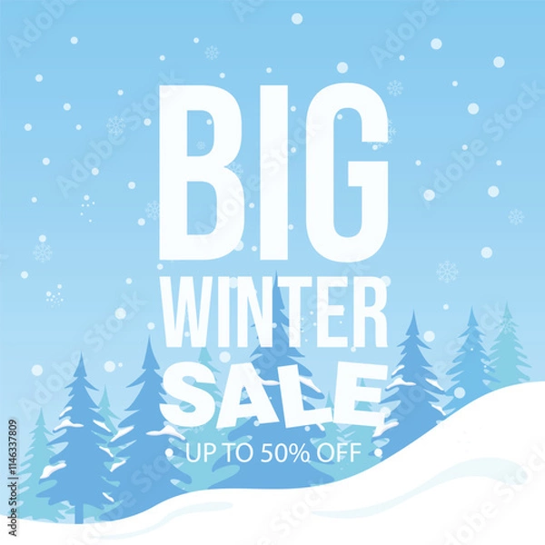 Obraz Winter sale poster design template vector