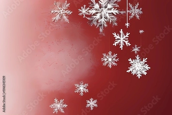 Fototapeta Soft Red color backdrop with snowflakes. generative ai