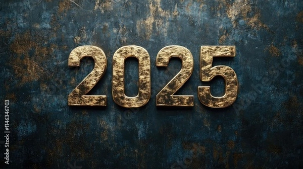 Obraz Golden "2025" numbers on a dark textured background to celebrate the New Year
