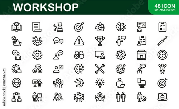 Obraz Creative Workshop Icon Set - Perfect for Tools, Maintenance, and Do-It-Yourself-Themed Projects