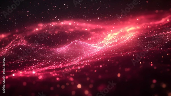 Fototapeta Abstract Red Background, Glowing Particles