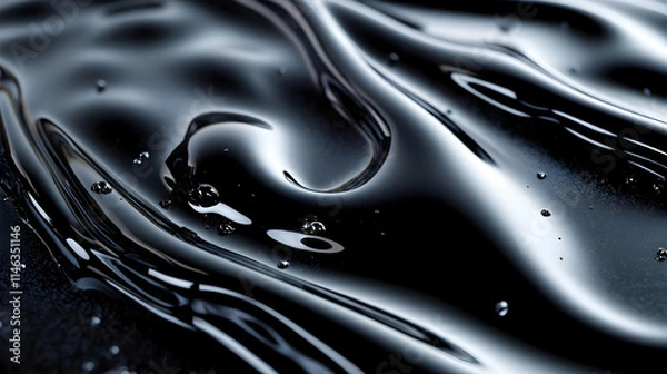 Fototapeta Abstract Liquid Background, Black Glossy Texture