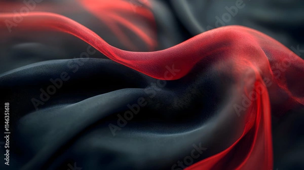 Fototapeta Abstract Red and Black Fabric Drape Illustration