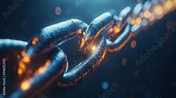 Fototapeta Glowing Metal Chain 3D Render