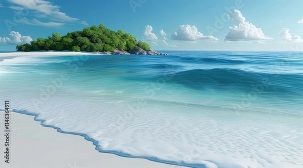 Obraz White Sandy Beach with Clear Ocean  .