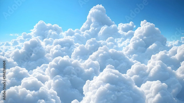 Obraz Fluffy Cumulus Cloudscape 3D Render