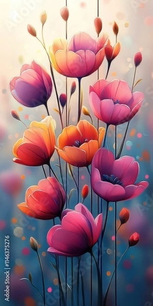 Obraz Vibrant bouquet of colorful flowers in bloom