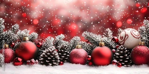 Obraz Red & White Festive Ornaments on Snow