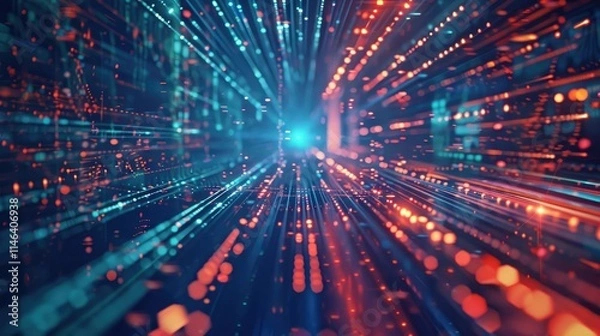 Obraz Abstract digital space with motion trails