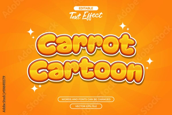 Fototapeta Carrot cartoon editable text effect with comic background 