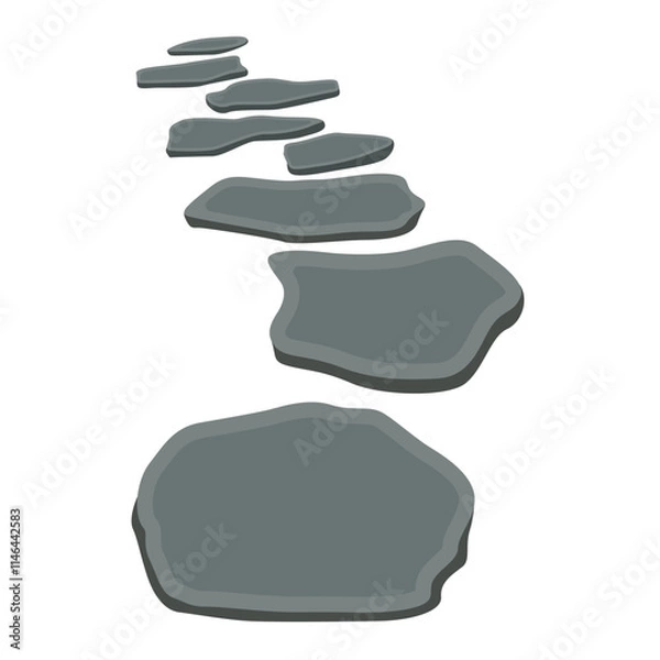 Obraz Garden Stone Pathway Style Illustration Isolated on White Background
