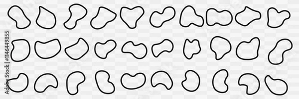 Fototapeta Random blob circles silhouette icon set. Blob shapes vector set. Black abstract spot on a white background. Organic abstract simple fluid stone silhouette elements. eps10  55