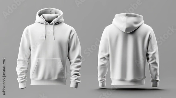 Fototapeta Floating blank hoodie design showcasing front and back views against a neutral backdrop