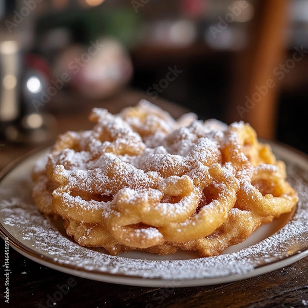 Fototapeta Close up of sweet funnel cake in plate generated.AI
