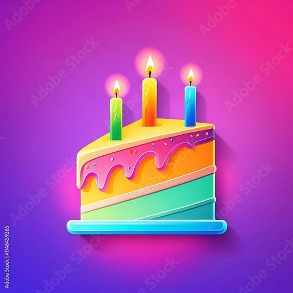 Obraz Rainbow Birthday Cake Slice 