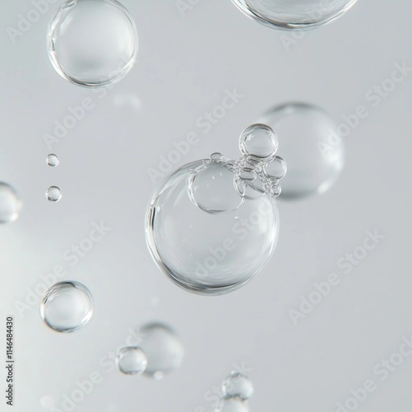 Obraz Large clear water bubbles, flow, rising.