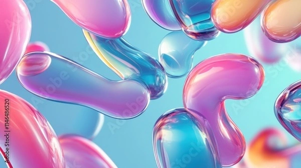 Fototapeta Colorful abstract shapes in a fluid design, creating a vibrant, modern aesthetic.