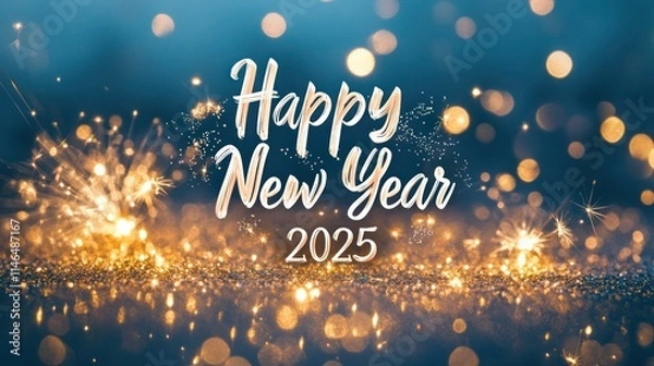 Fototapeta Happy New Year 2025 With Fireworks Spark