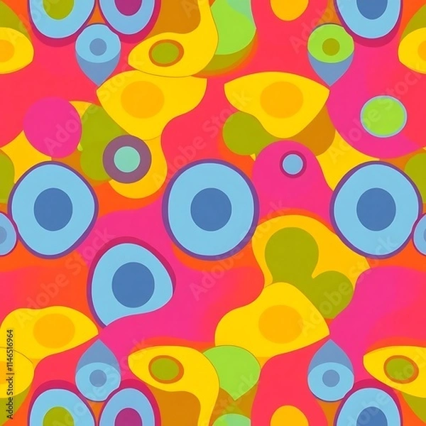 Fototapeta Groovy Retro Seamless Pattern 