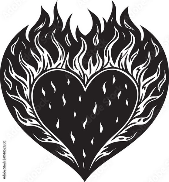 Fototapeta silhouette Heart shape with fire 