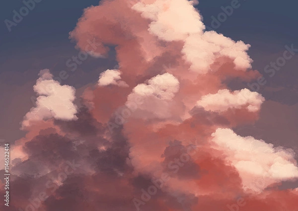 Obraz 夕方の入道雲のイラスト