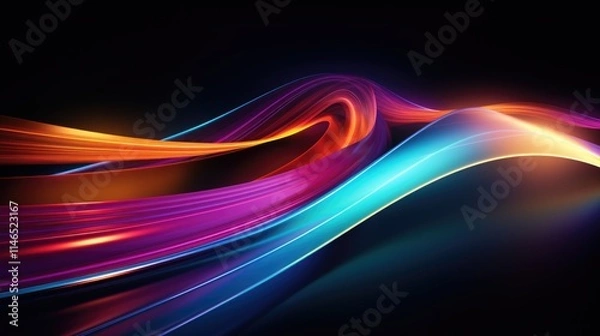 Fototapeta Abstract, vibrant light trails with digital effects