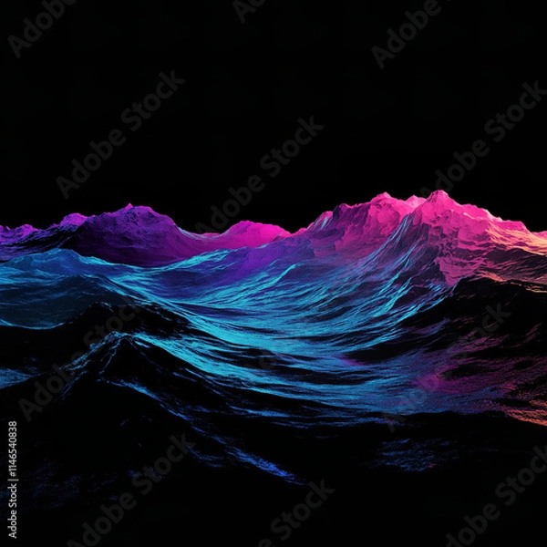 Fototapeta Neon Pathways: Abstract Synthwave Landscape