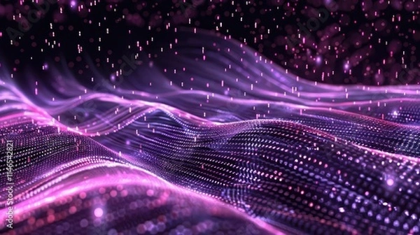 Obraz Abstract wave of binary code flowing through space