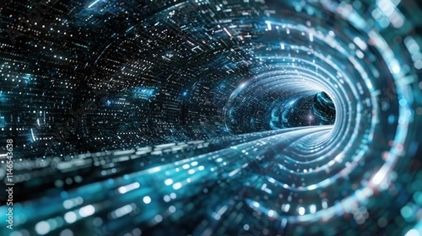 Obraz Abstract wave of binary code flowing through space