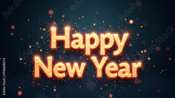 Obraz Happy New Year greeting with sparkling text. Concept of celebration, new beginnings, and holidays.