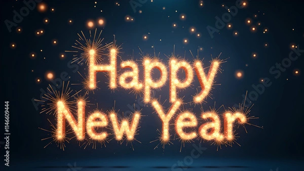 Obraz Happy New Year Celebration with Fireworks. Concept of beginning, new year, and celebration.