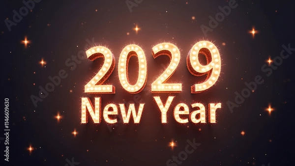 Obraz 2029 New Year celebration with glowing lights. Concept of beginning, future, and holiday.