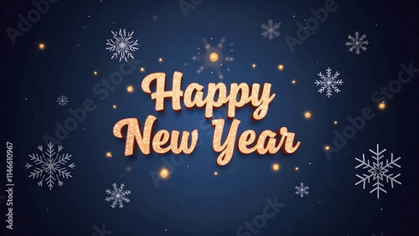 Obraz Happy New Year greeting with snowflakes and glowing particles. Concept of celebration and new beginnings.