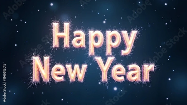 Obraz Happy New Year Celebration with Sparkle Text. Concept of New Year's Eve and Holiday.
