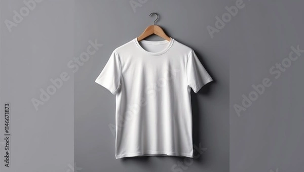 Obraz Plain White T-Shirt Mockup on Gray Background: Perfect for Design Presentations and Branding
