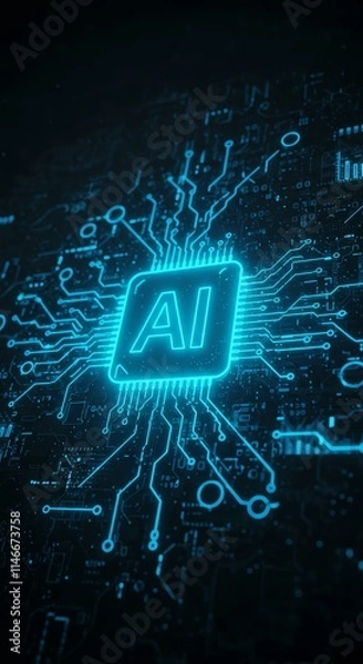 Fototapeta AI Technology Futuristic Circuit Board Digital Innovation Abstract Background