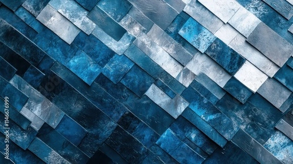 Fototapeta abstract blue rectangular tiles pattern background texture