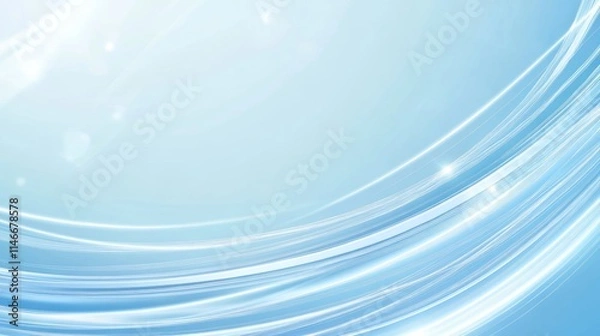 Fototapeta Abstract white glowing wavy lines on a blue background, futuristic digital technology pattern
