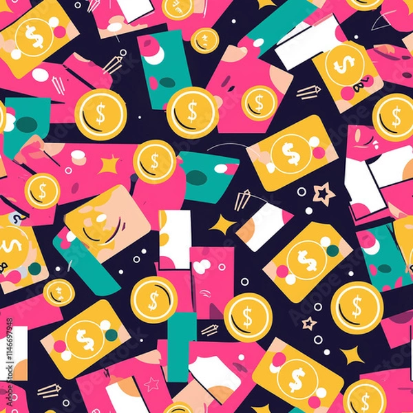 Obraz seamless pattern with money 