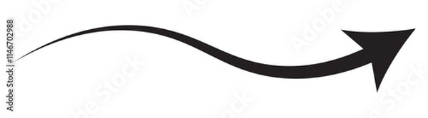 Obraz Long curved arrow icon vector. Black long arrow vector. flat style Arrow symbol. Black silhouette of an arrow on a white background. vector illustration. Long black wavy arrow icon vector.