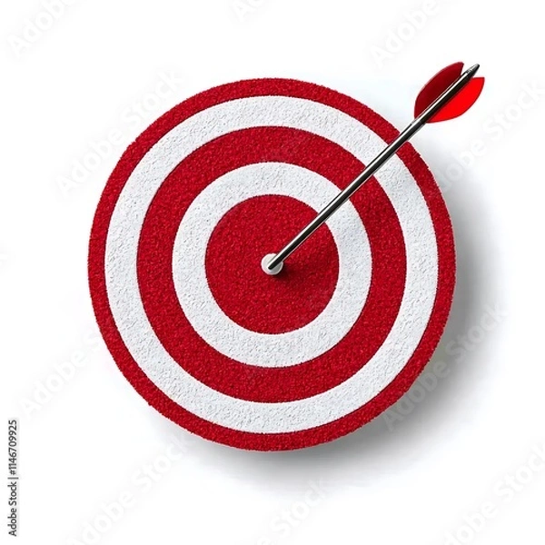 Obraz A red and white target with an arrow striking the center, symbolizing precision, focus, and goal achievement.