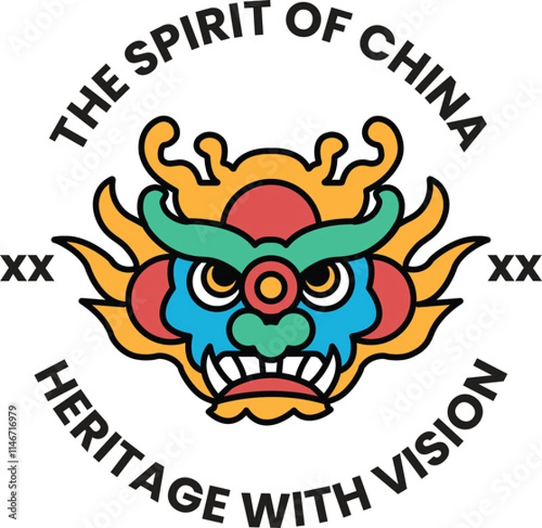 Fototapeta Illustration in concept of Chinese culture in line style