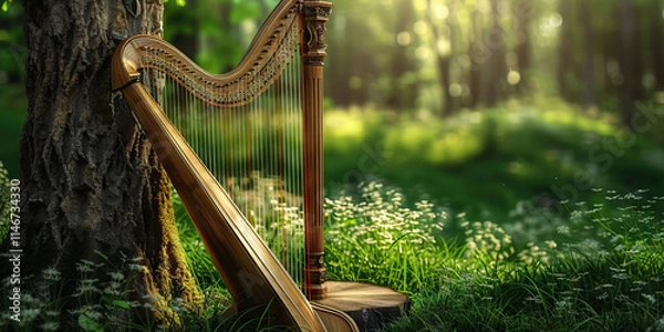 Fototapeta Harp in Forest Setting