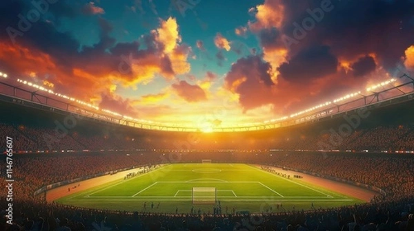 Obraz sunset stadium soccer game